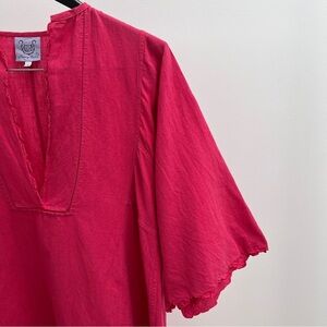 Thierry Colson Rachel scalloped linen blend mini tunic dress M pink Kaftan India